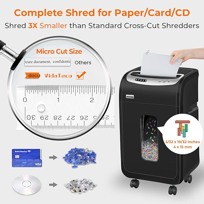 VidaTeco Paper Shredder for Home Office Heavy Duty - Image 3