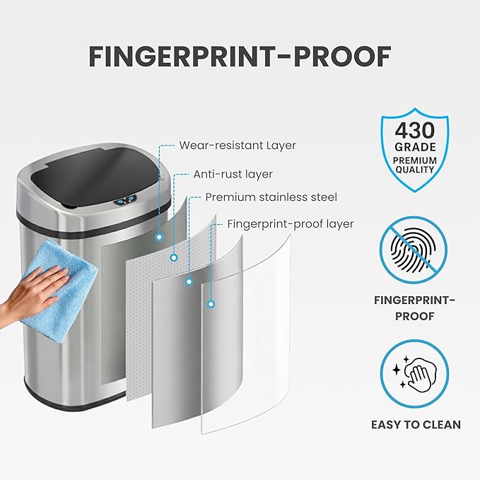 iTouchless 13 Gallon Sensor Kitchen Trash Can - Image 5