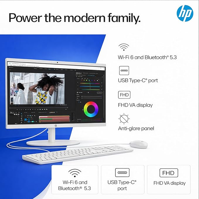 HP 22" FHD All-in-One Desktop Computer • 16GB DDR5 RAM • 512GB External and - Image 3