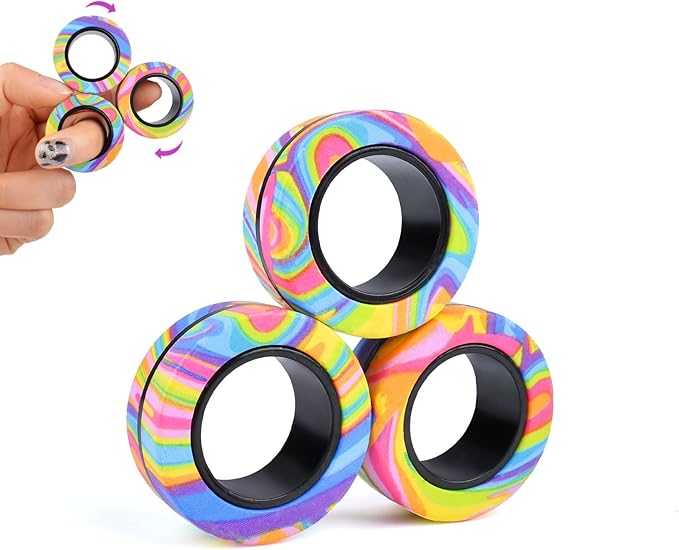 Cevioce 3Pcs Magnetic Rings Fidget Toy Set, Idea ADHD Anxiety Magnetic Fidget by Cevioce