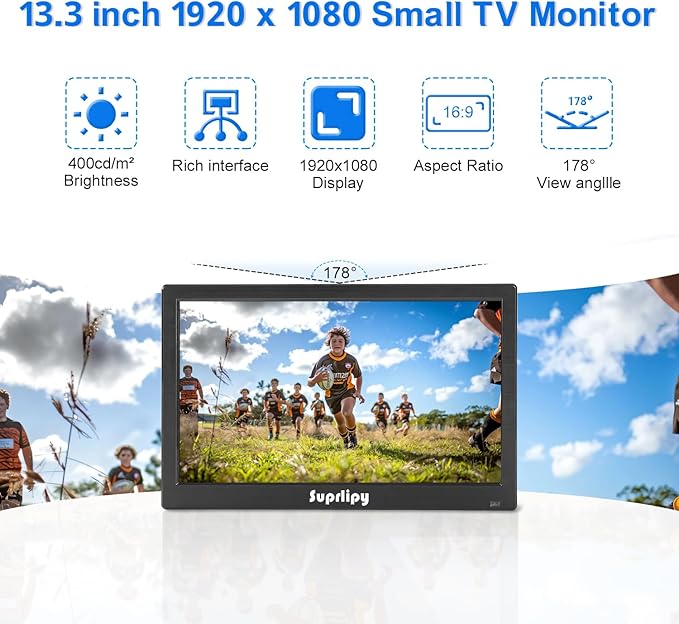 Suprlipy 13.3 inch FHD Small IPS Monitor LCD Display Screen 1920x1080 60Hz 16:9 - Image 2