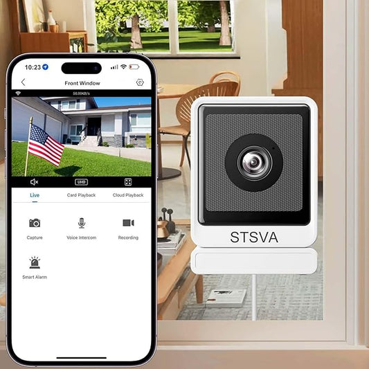 STSVA 3MP 2K Window Security Camera, 2.4G&5G WiFi Indoor Camera by STSVA