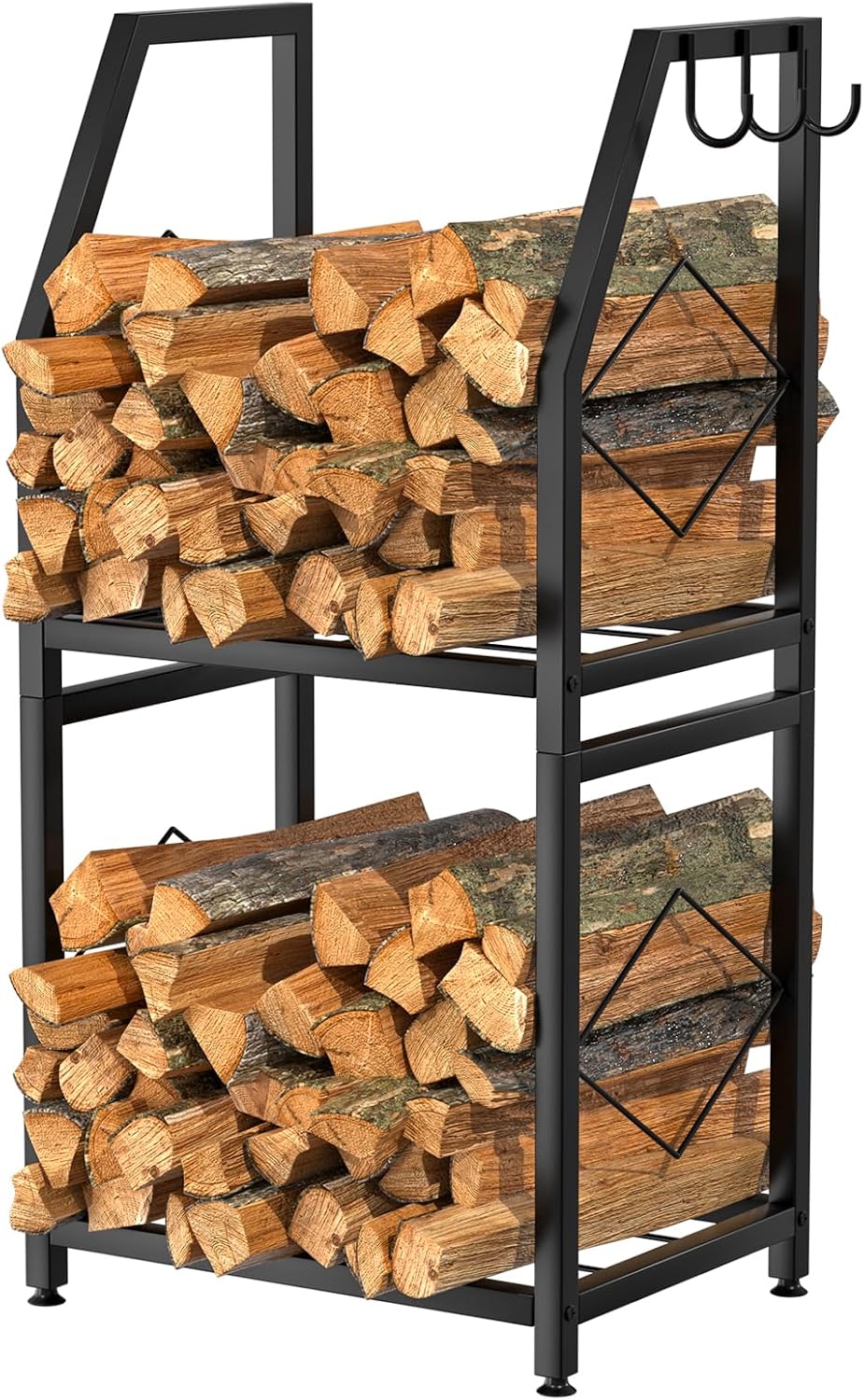 vygrow firewood rack for indoor, 2-tier firewood holder, main product view