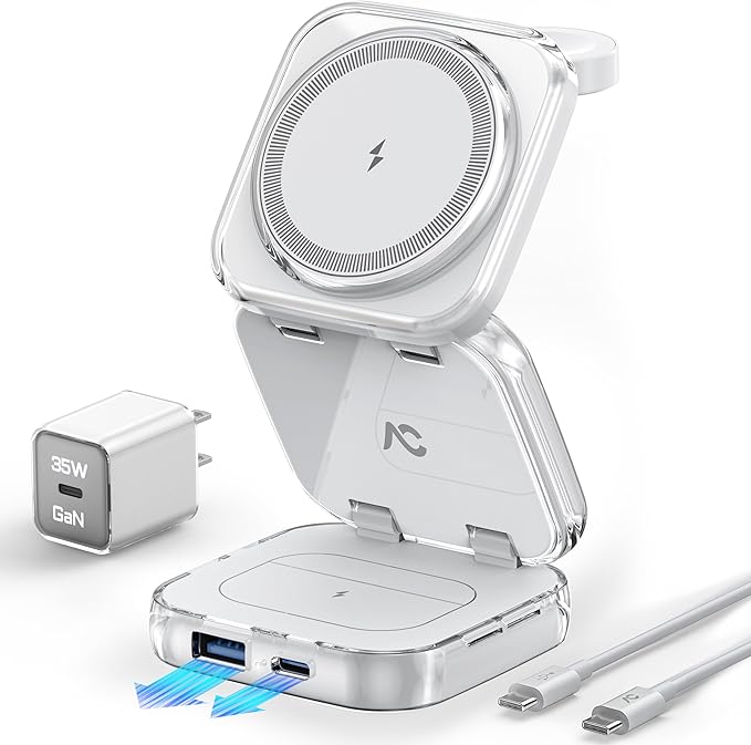 5-in-1 Wireless Charger for MagSafe, AC ISLAND Portable Travel Charging Station by ACISLANDDirect