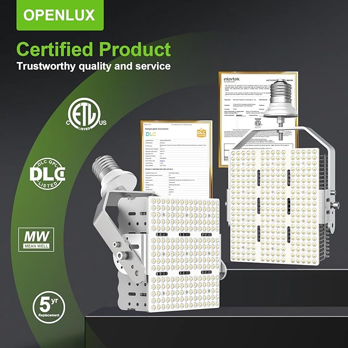 OPENLUX LED Shoebox Retrofit Kit 150W 21750LM E39 Mogul Base ETL DLC Listed - Image 7