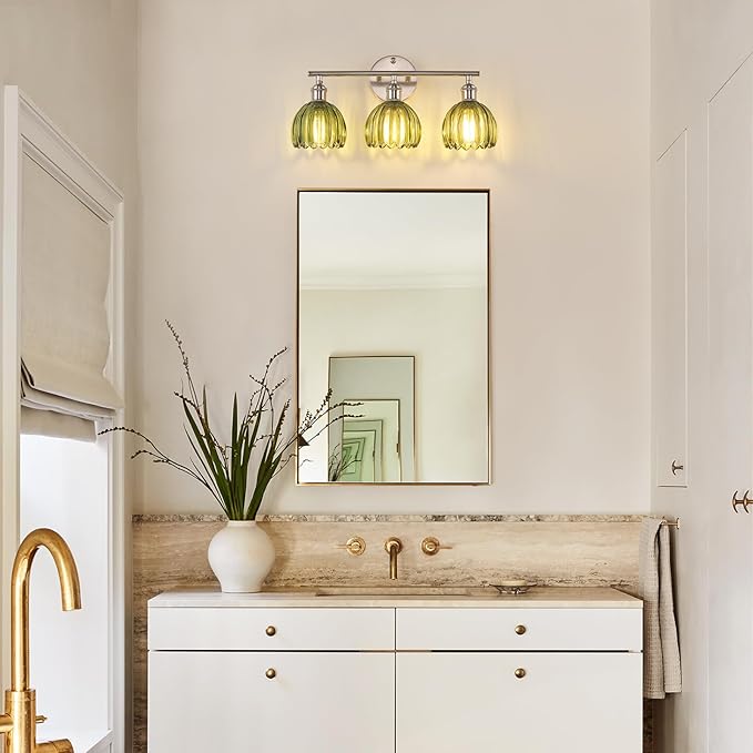 Shenmoyl Bathroom Light Fixtures, 3-Light Vanity Wall Light Over Mirror - Image 2