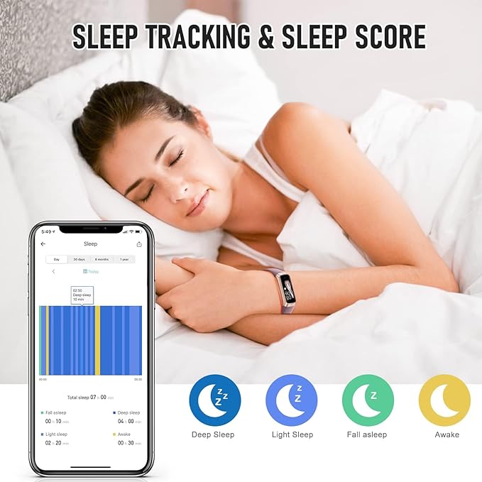 Fitness Tracker with 24/7 Heart Rate Blood Oxygen Sleep Monitor, 1.1" AMOLED - Image 4