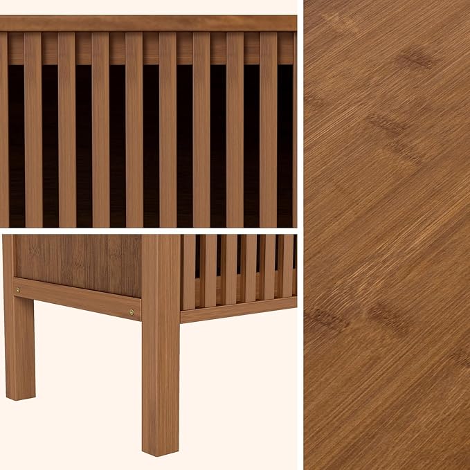 HollyHOME Bamboo TV Stand with Storage - Image 5