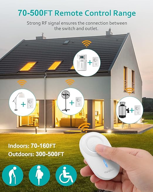 HAPYTHDA Wireless Remote Control Outlet Plug, No Wiring Needed Remote Light - Image 4
