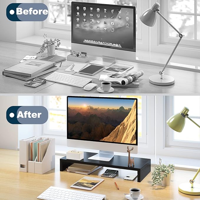 TEAMIX 20 Inch Monitor Stand Riser, Wood Monitor Riser - Image 6