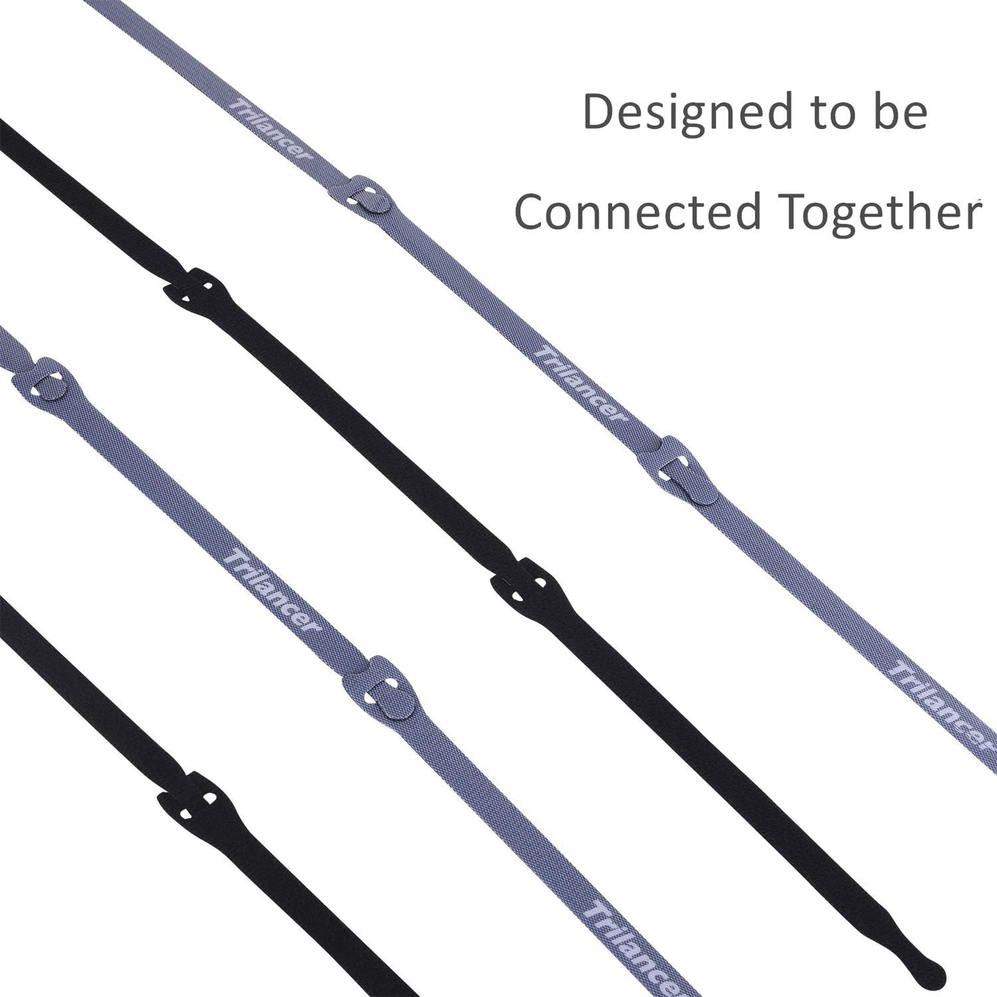 Trilancer Reusable Cable Straps Wire Ties, Pack of 50 Adjustable Cord Fastener Cable Organizer, 8 Inches (Black)