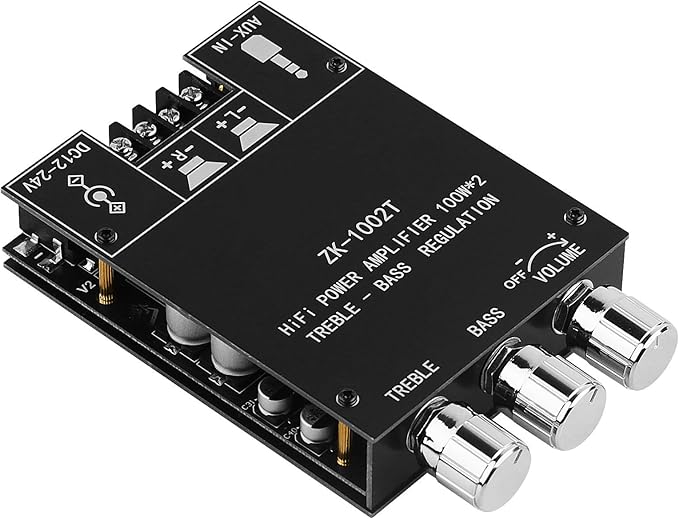 ZK-1002T Bluetooth Amplifier Board 2.0CH 100W*2 Mini Audio AMP by ARRAROWN