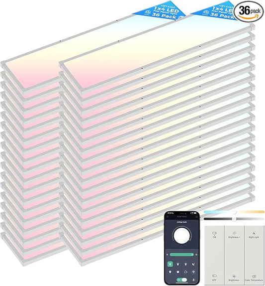 AIKVSXER 36 Pack 1x4 FT LED Flat Panel Light Surface Mount, by AIKVSXER