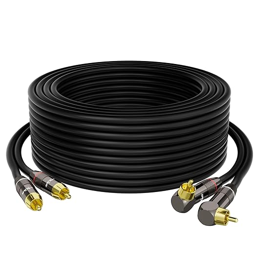 RCA Cable 20 FT, 90 Degree Right Angle 2RCA to 2RCA Stereo Audio Cable by Mygatti