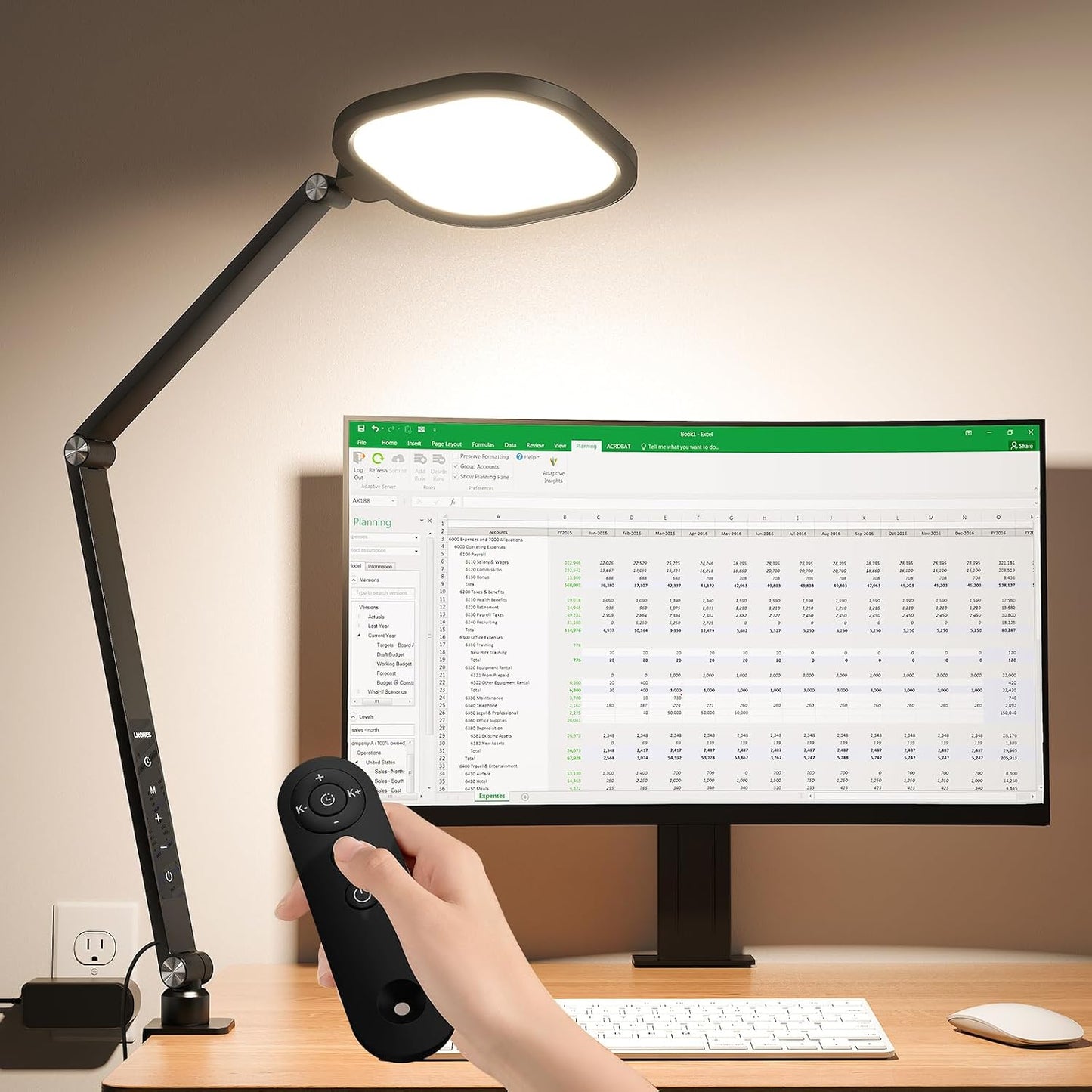 Zoom Lighting for Computer, LED Desk Lamp with Clamp for Video Conference | Dimmable Light for Video Recording, Zoom Meeting, Video Calls, Adjustable Swing Arm, Remote, Memory & Timer, CRI >95