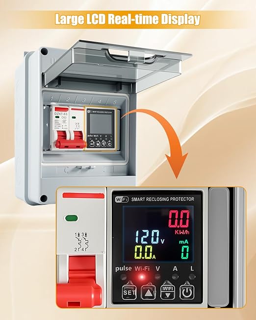 Smart Energy Monitor Box, 63A Circuit Breaker Power Consumption Monitoring - Image 3