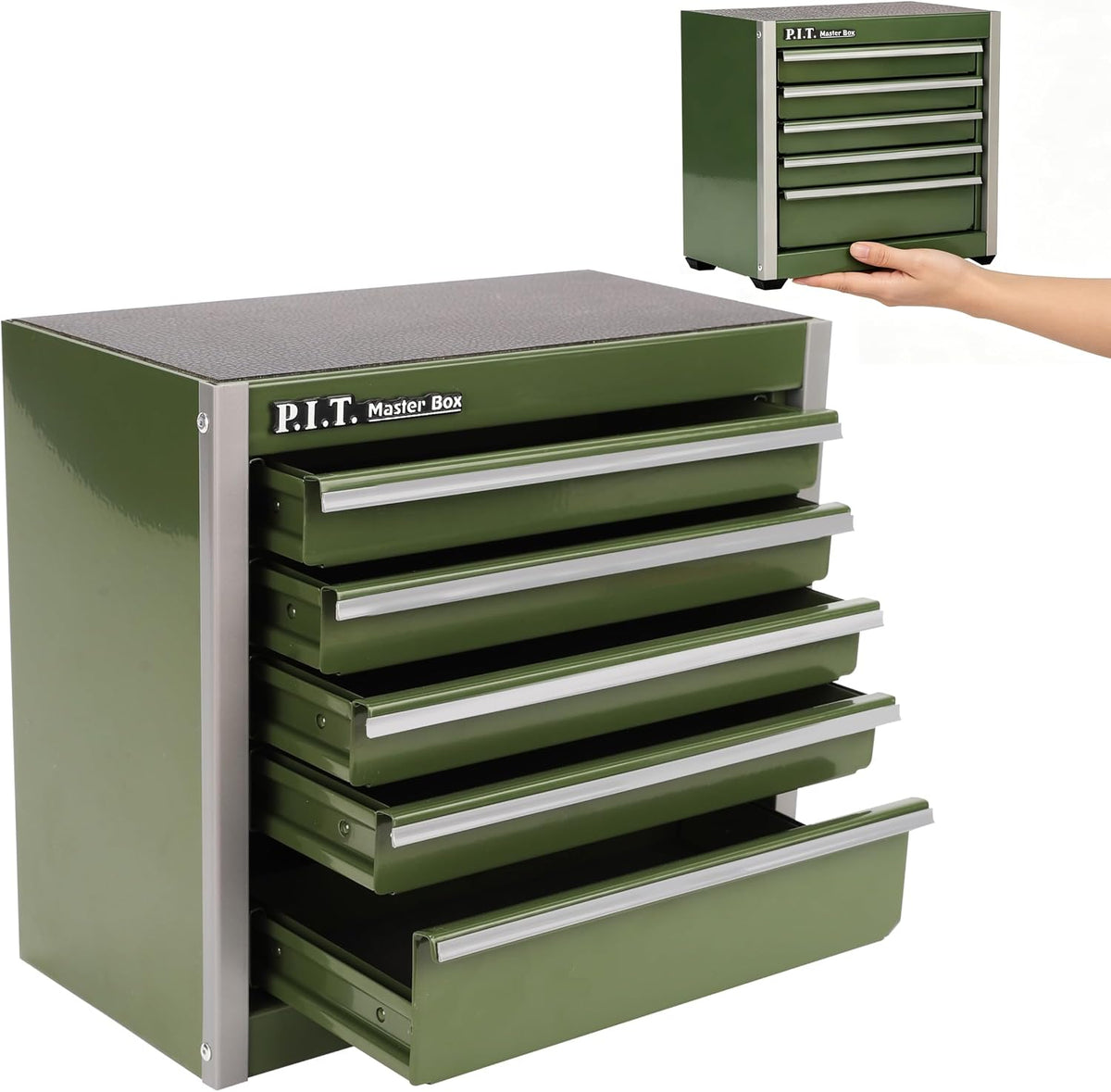 mini tool box with 5 drawer,green metal toolbox, main product view