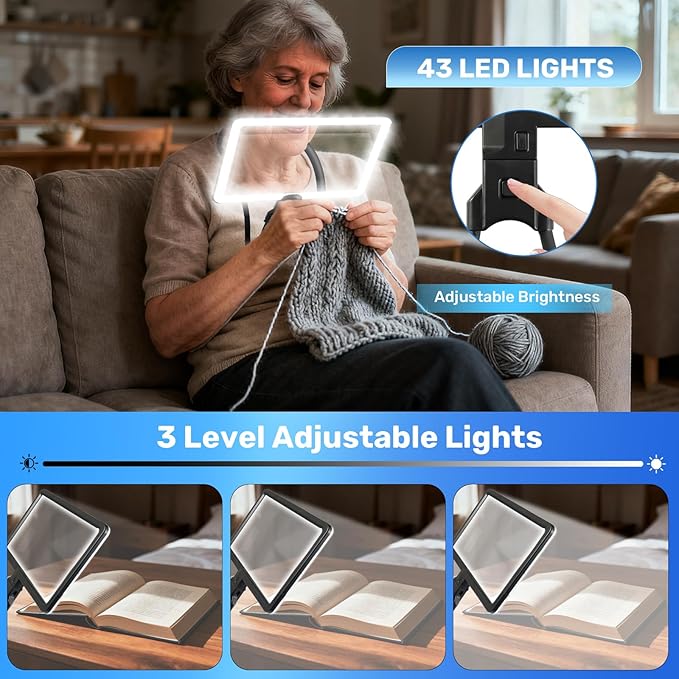 5X Neck Magnifying Glass with Light, Magnifier with Light Hands Free, Full Book - Image 2