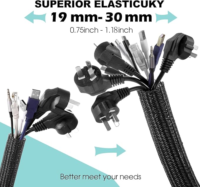 AGPTEK Cable Sleeve Cover, 20ft - Image 3