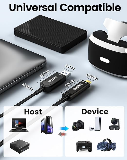 GeoHN.G USB A to USB C Fiber Optic Cable 50M/165FT, USB 3.2 10Gbps Long - Image 5