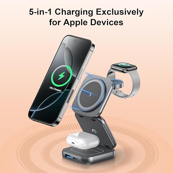 5-in-1 Wireless Charger for MagSafe, AC ISLAND Portable Travel Charging Station - Image 2