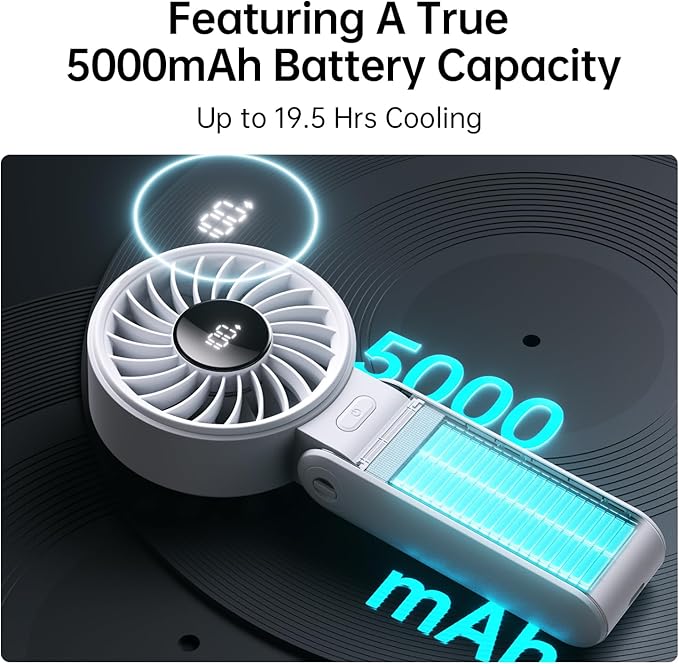JISULIFE Handheld Fan Life7 – Ultimate Flexibility: High-Power Motor, LED - Image 4