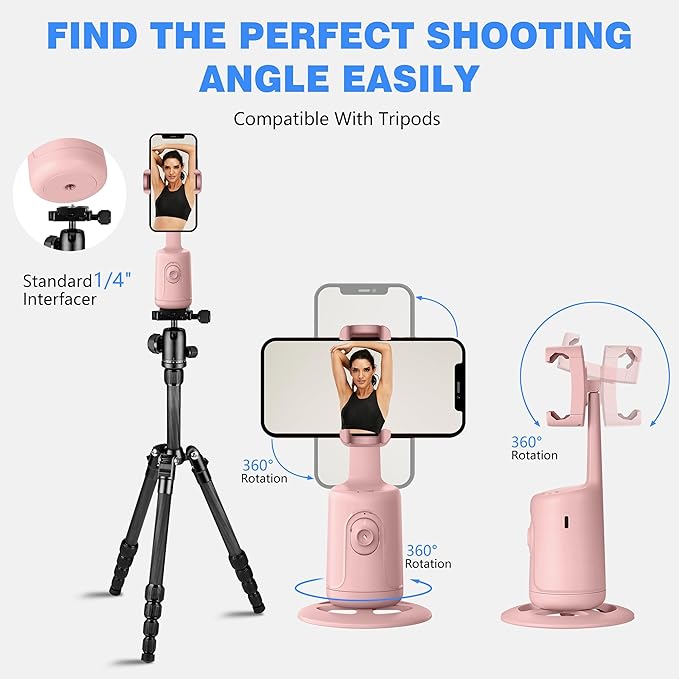 Auto Face Tracking Tripod, 360° Rotation Face Body Phone Camera Mount Smart - Image 8
