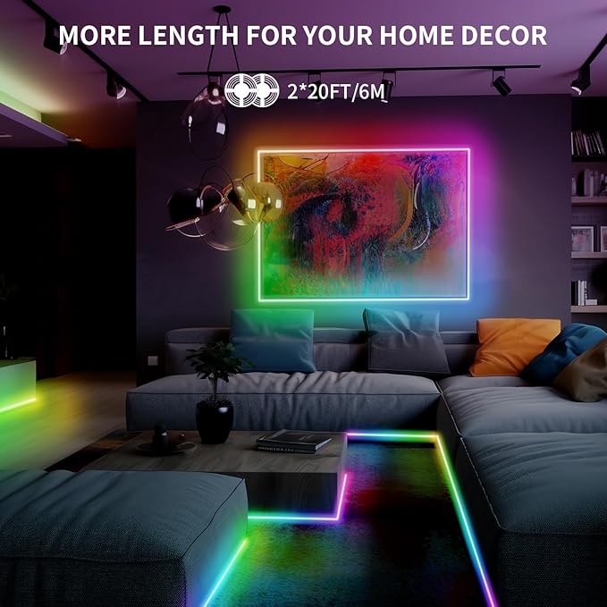 BUNACET 40ft COB RGB+IC LED Strip Lights, Bright Dream Color COB LED Light Strip - Image 7