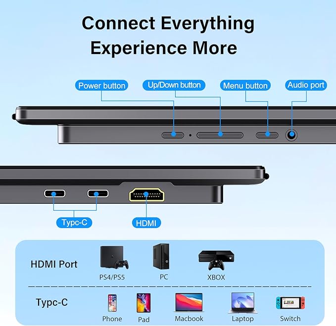 Innoview 23.8” 4K Large Portable Monitor, UHD 100%sRGB IPS Speakers USB-C HDMI - Image 8