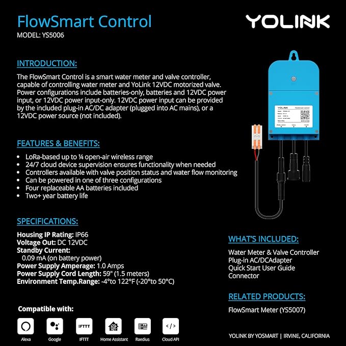 NSF Certified Pulse Meter + Shutoff Valve Kit, FlowSmart Controller YS5006 - Image 5