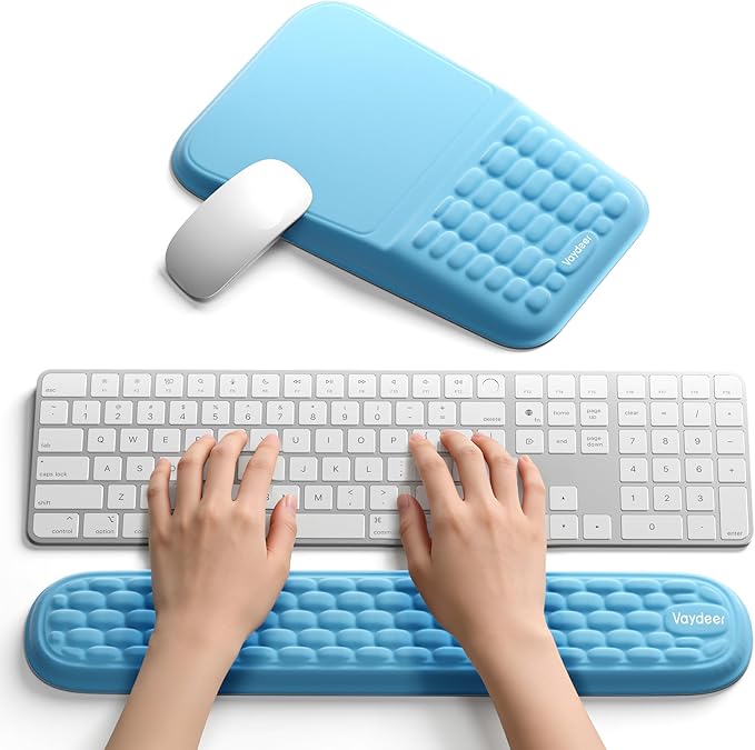 Vaydeer Wrist Rest for Computer Keyboard & Mouse Pad Set – Blue, Ergonomic by Vaydeer