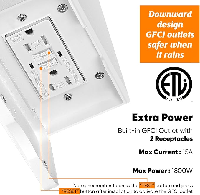 Porch Light with GFCI Outlets Built-in, Motion Sensor Dusk to Dawn Outdoor - Image 4
