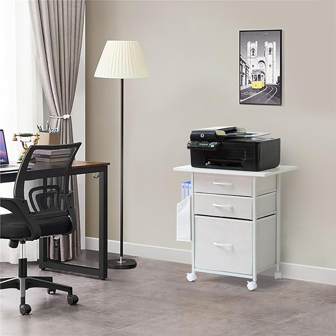 Printer Stand with 3 Fabric Drawer, Mobile File Cabinet - Image 9