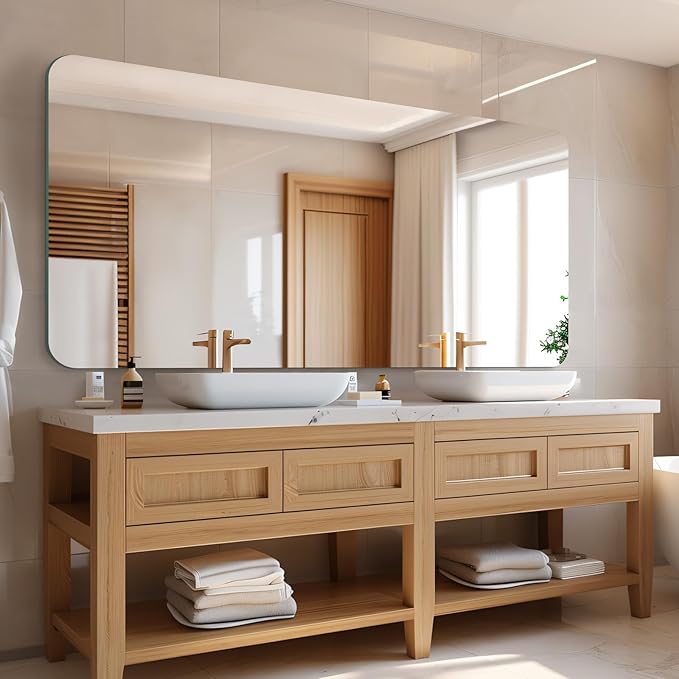 Mirrorons 72 x 36 Frameless Bathroom Mirror, Rounded Corner Bathroom Vanity - Image 3