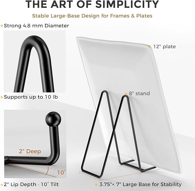 TR-LIFE Plate Stands/Holder for Display, 8 Inch, Metal Frame for Picture - Image 3
