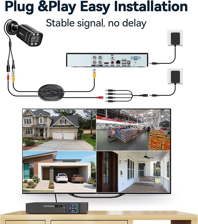 VORGUT Wired Security Camera System Outdoor, 4CH AHD TVI 5MP Lite DVR Recorder - Image 2