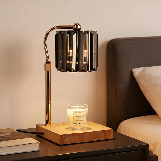 Candle Warmer Lamp with Timer & Dimmer – Artistic Glass Shade Desk Lamp by Unknown