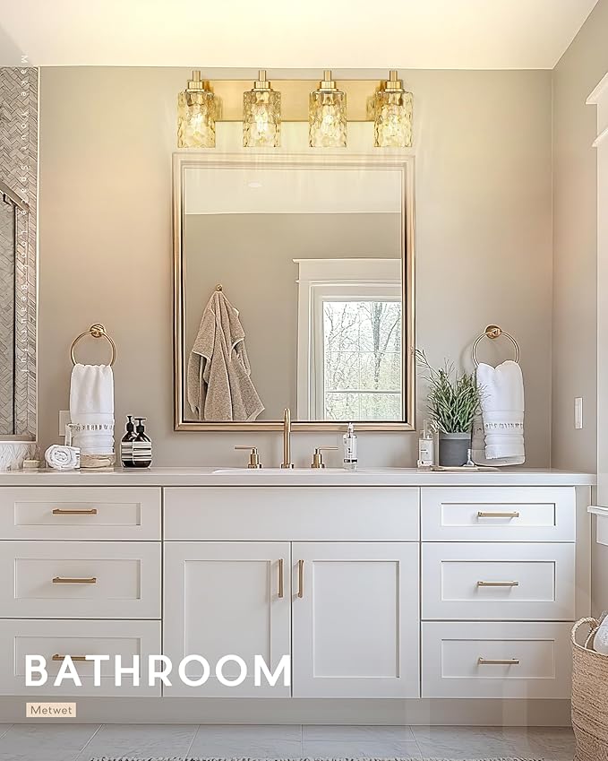 METWET 4-Light Bathroom Light Fixtures, 24.5 Inch Brushed Gold Vanity Lights - Image 5
