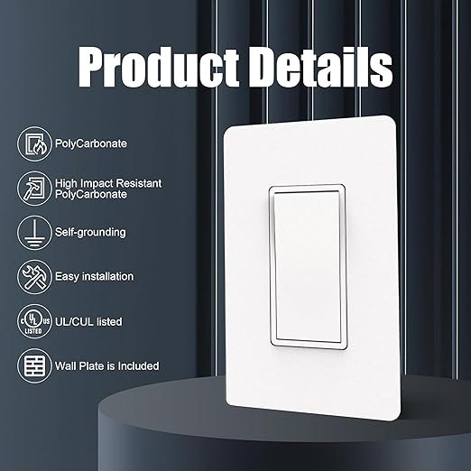 ThunderWay 3 Way Matte White Light Switch - Image 4