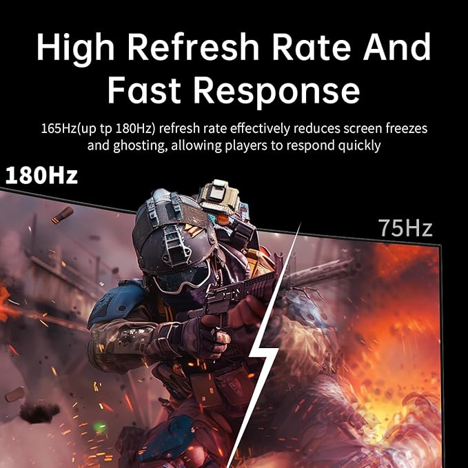 KTC 24 Inch Curved Gaming Monitor, 180Hz FHD 1080P Frameless Computer Monitor - Image 2
