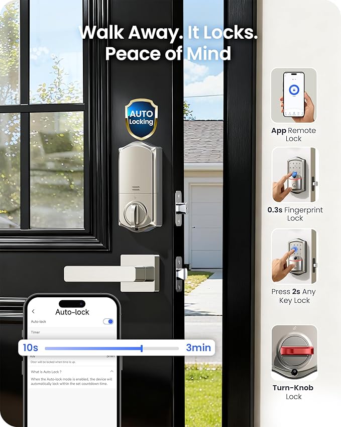Veise VE027-H Built-in Wi-Fi Fingerprint Smart Deadbolt Lock - Image 6