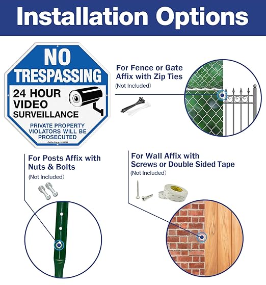 2-Pack No Trespassing Sign Private Property Protected By Video Surveillance - Image 3