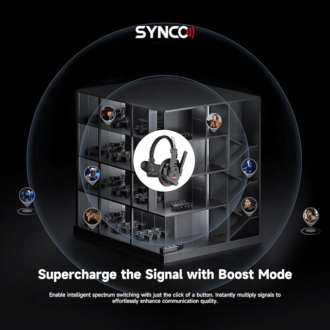 SYNCO XTALK XPro2 Wireless Intercom Headset System, 2.4 GHz 1640FT/500M Full - Image 5