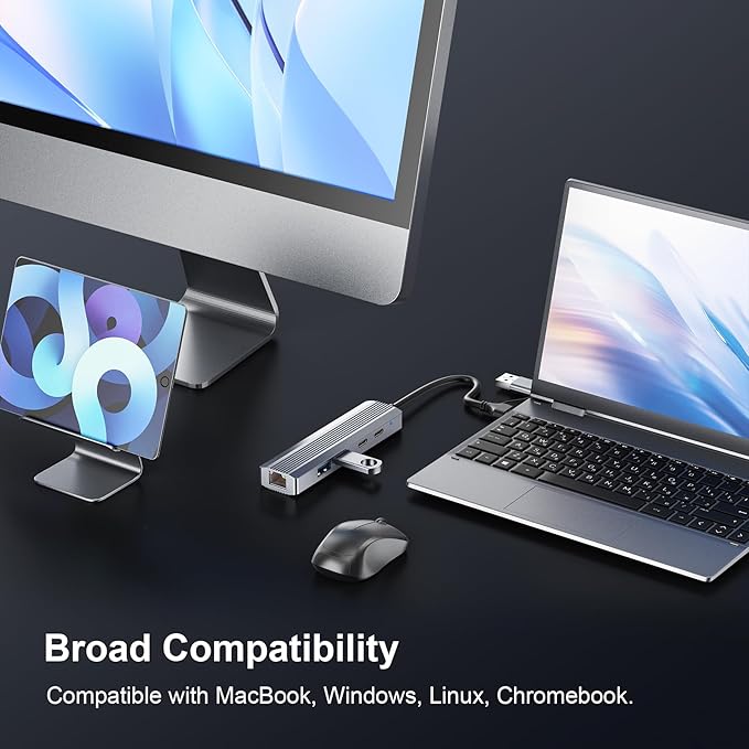 USB Hub with Ethernet, USB C to Ethernet Adapter with 2X USB 3.0, USB C 3.0 - Image 5