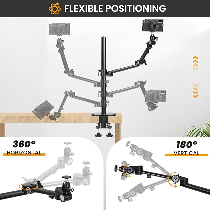 TARION Camera Arm Desk Mount: Heavy Duty DSLR Desktop Mount Camera Stand - Image 3