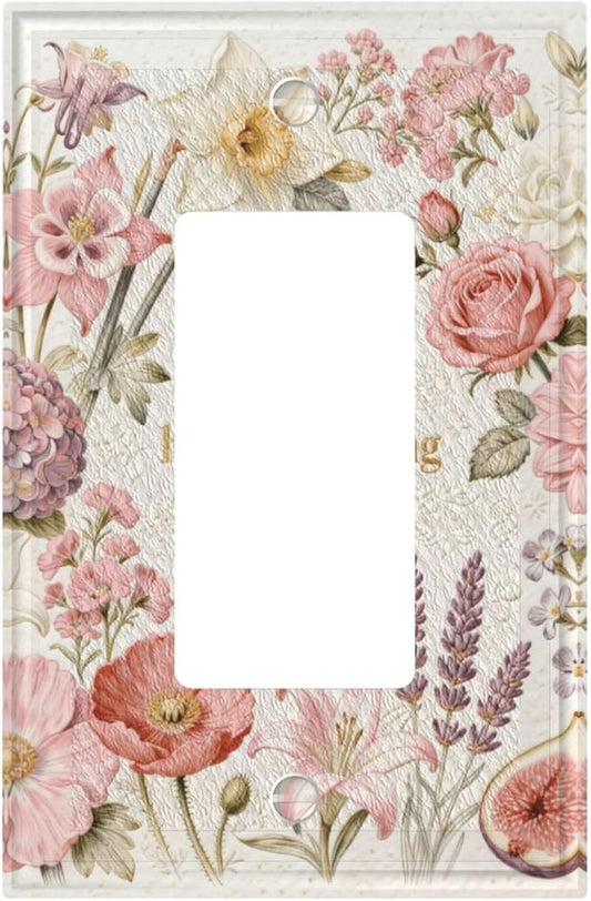 Bvtewkhz Floral Plant Watercolor Flowers 1 Gang Single Rocker Decorative Outlet by Unknown