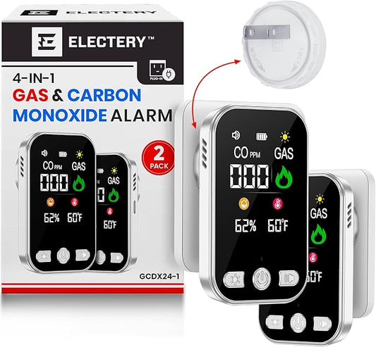 Carbon Monoxide Detector Plug in, 4-in-1 Gas and Carbon Monoxide Detectors by ELECTERY