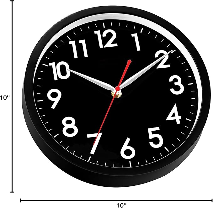 AKCISOT Wall ClockModern Black Silent Non Ticking Wall Clocks Battery Operated - Image 10