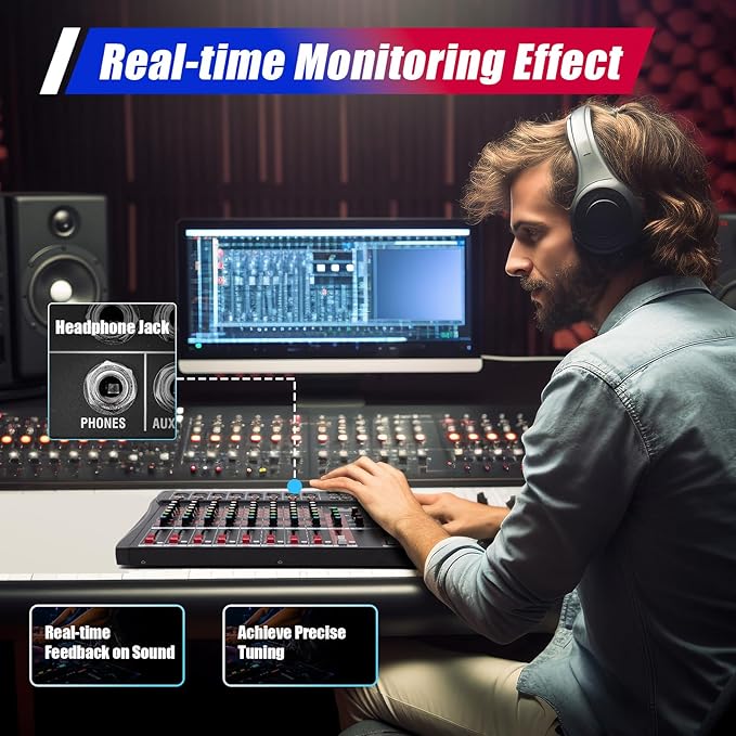 8 Channel Audio Mixer, Professional Audio Mixer - Image 5