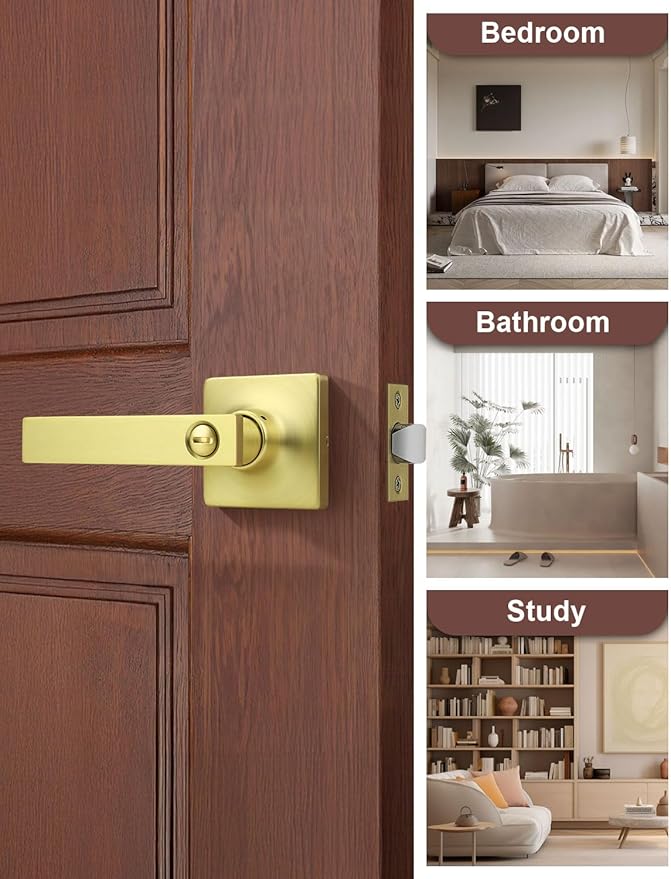 Mengico 1 Pack Gold Privacy Lever Door Handle Interior - Image 6
